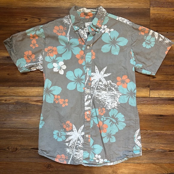 Local Motion Hawaiian Print Short-Sleeved Button Down - Picture 1 of 5